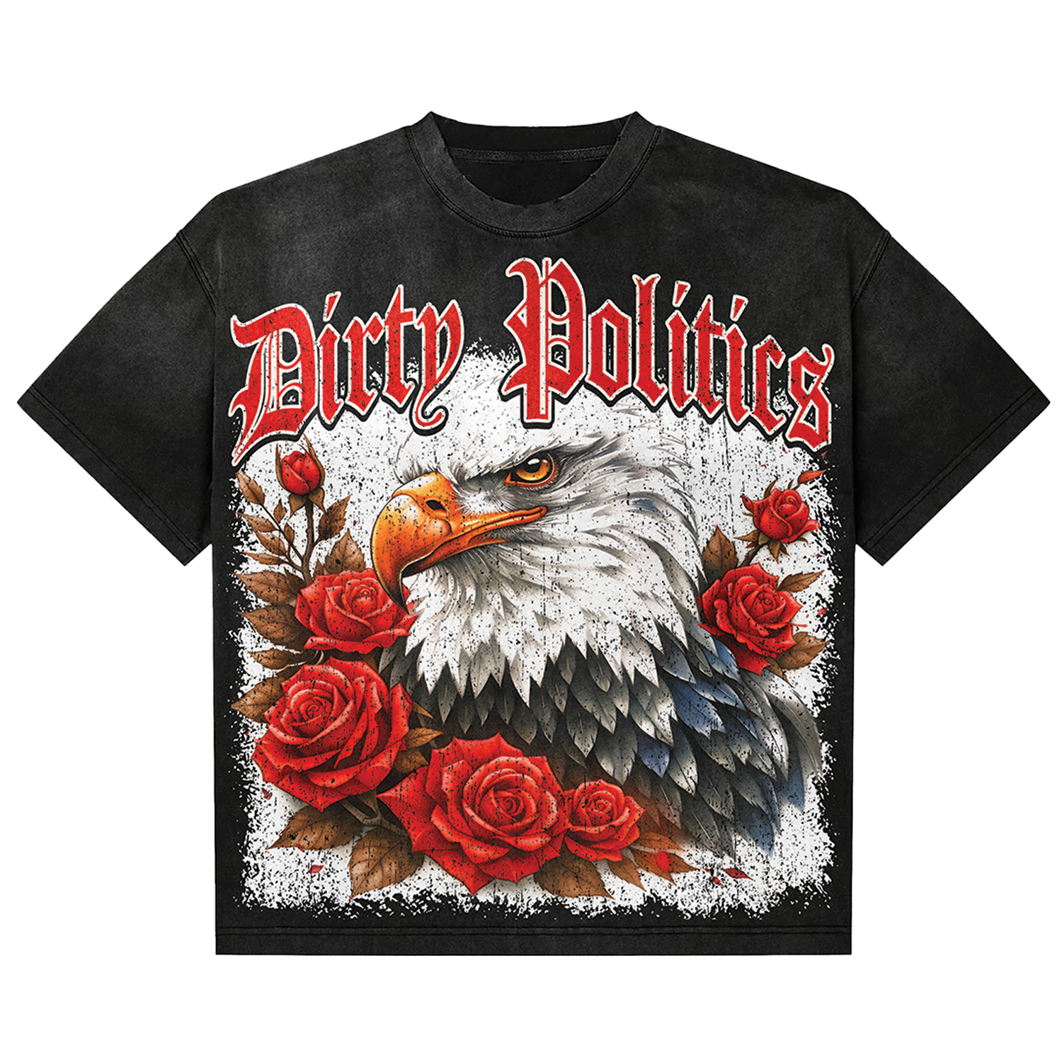 Dirty Politics "Eagle Rose" Black Tee