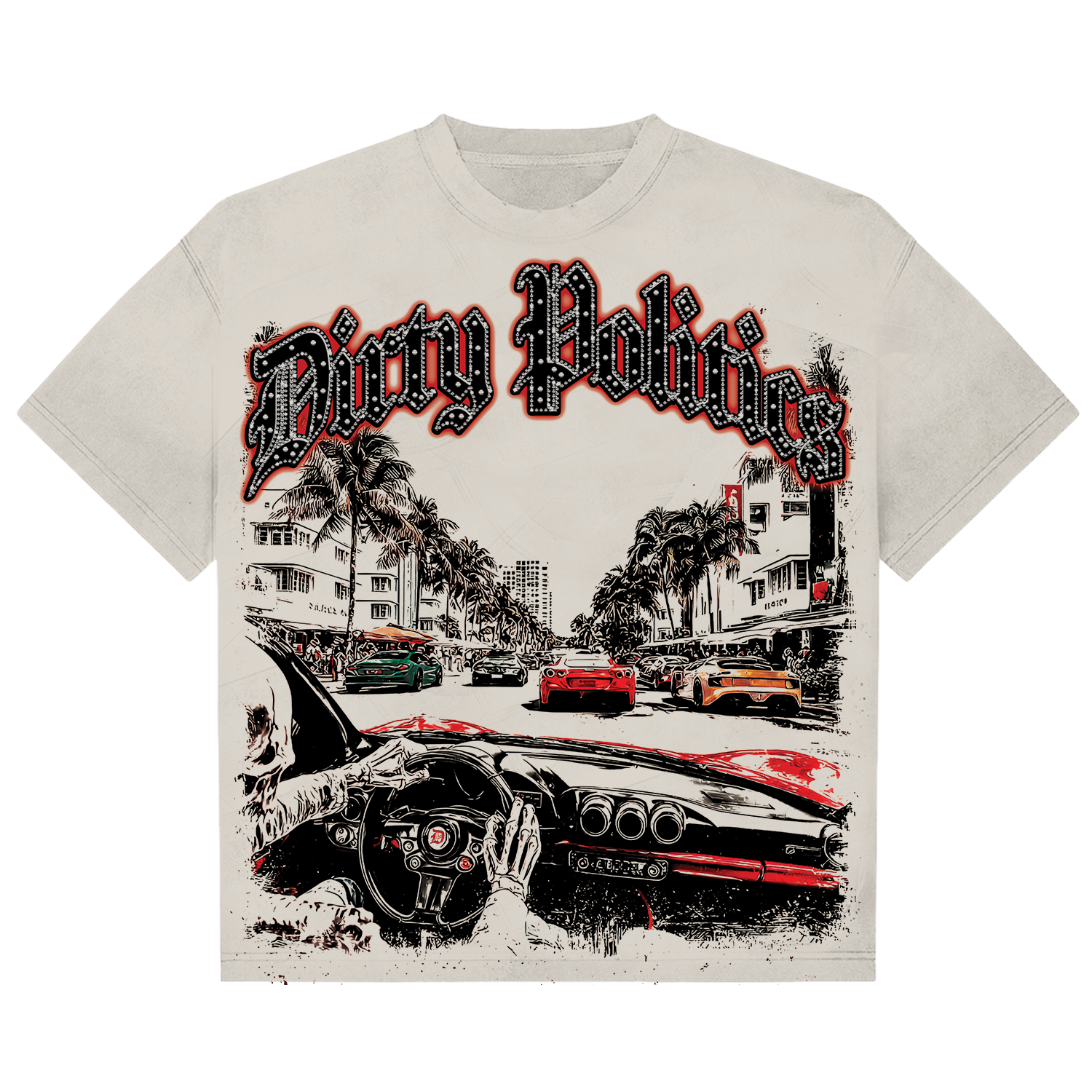 Dirty Politics "First Person Racing" Creme Tee